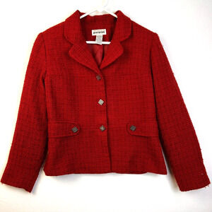 Perceptions Jacket Women's 10 Red Boucle Textured Fabric Career Work Lined